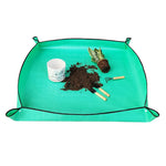 tapis jardinage pliable réutilisable doublure panier pe vert turquoise noir blanc utilitaire texture points