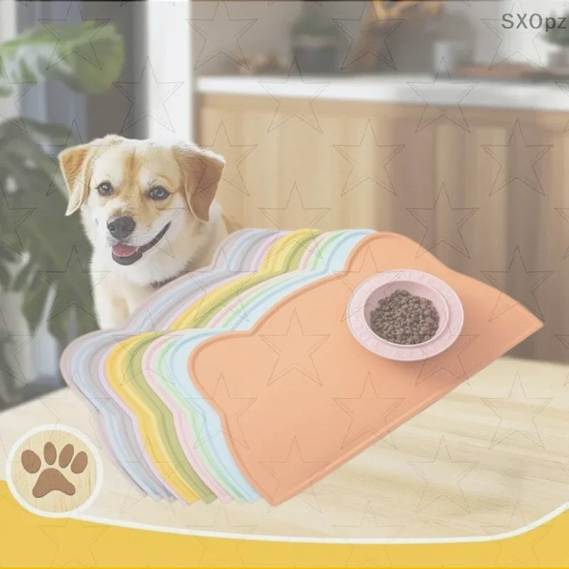 tapis d'alimentation silicone antidérapant chien chat bols nourriture eau motif rayures moderne