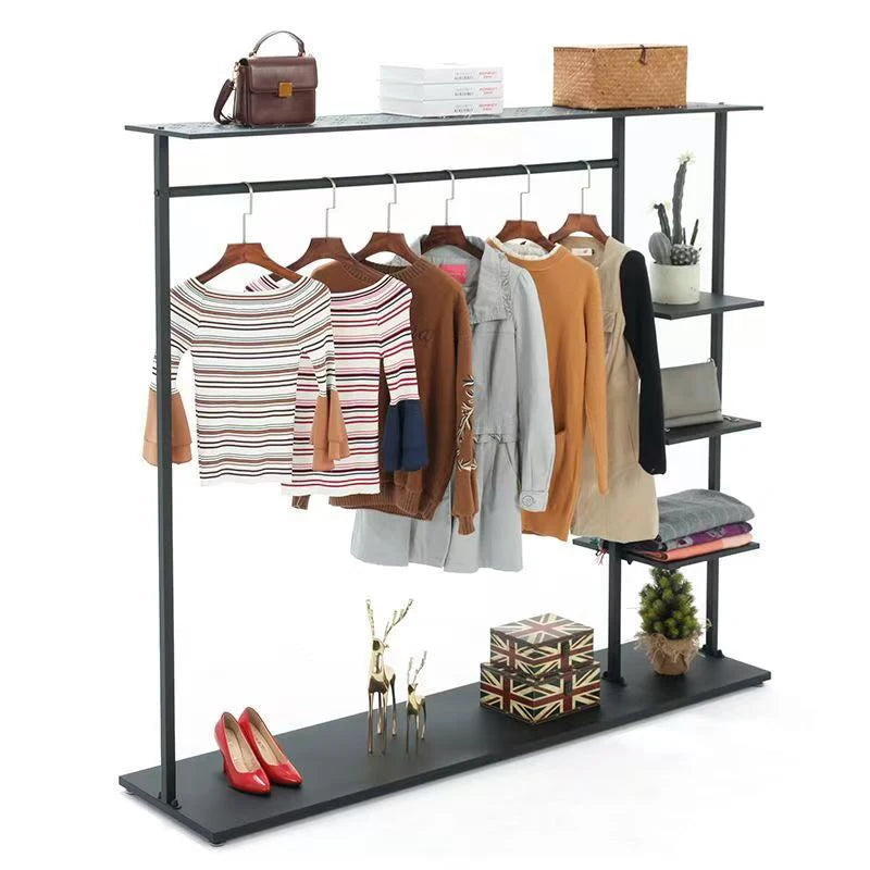 étagère vêtements moderne noire étagères crochets boîtes chaussures accessoires utilisation multiple