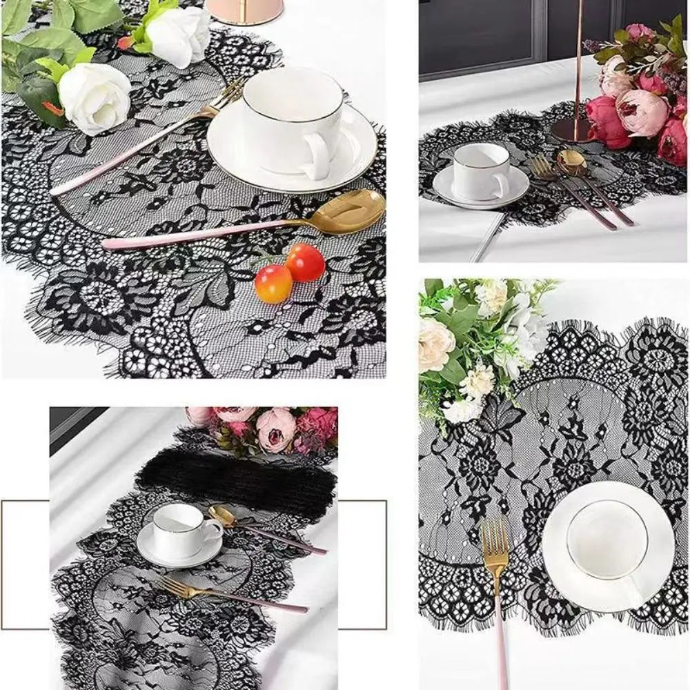 nappe dentelle blanche florale élégante transparente table manger été grâce décoration