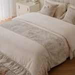 drap lit imprimé floral éléphants beige clair classique maison décoration chambre polyestère Jacquard confortable