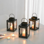 lanterne moderne transparente noire anneaux métalliques bougie extérieure décoration maison suspendueextérieur