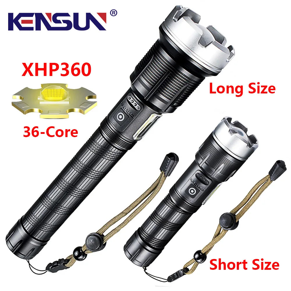 lampe torche rechargeable led intense réglable auto défense banque alimentation robuste moderne camping chasse