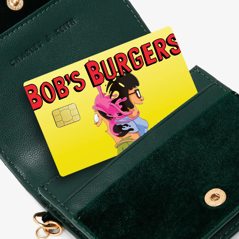 sticker adhésif carte crédit dessin animé bob's burgers the movie waterproof réutilisable bleu jaune