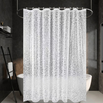 rideau douche moderne texture 3d pierre concassée blanc opaque eva 80x180cm 120x180cm 150x180cm 180x180cm