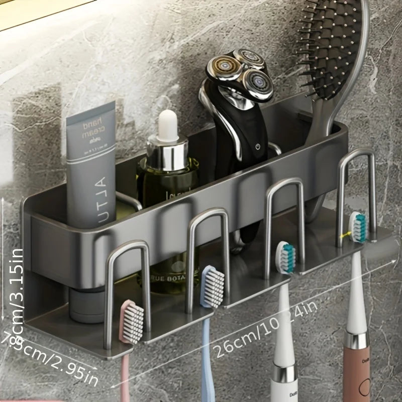 porte brosses dents adhésif moderne gris métallisé brosses lotions gels brosse toilette rasoir électrique