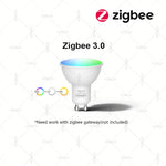 ampoule led intelligente blanc moderne zigbee compatible alexa echo rgbcw dimmable 5w translucent chambre