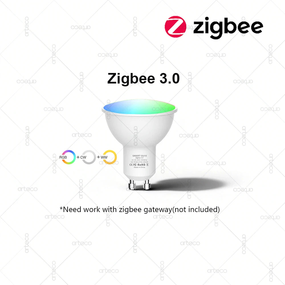 ampoule led intelligente blanc moderne zigbee compatible alexa echo rgbcw dimmable 5w translucent chambre