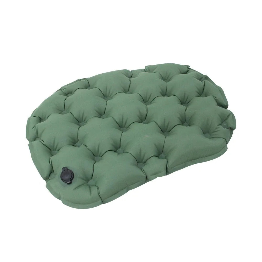 coussin gonflable vert gris tufté confortable valve gonflage imperméable polyester respirant légère portable camping