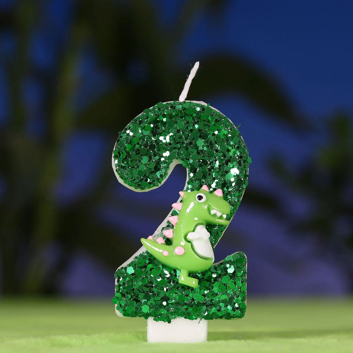 bougies numériques pailletées vert enfantines dinosaure anniversaire décoration festive chiffres(digits)