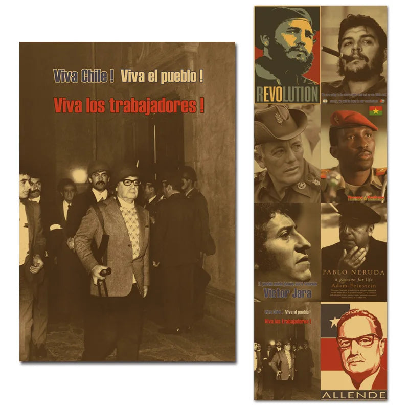 affiche vintage politique portraits figures historiques sepia noir rouge verte chambre decoration papier hautegrade