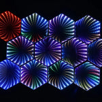 lampe decorative led rgb hexagonale miroir effet 3d moderne chambre coucher télécommande effets lumineux