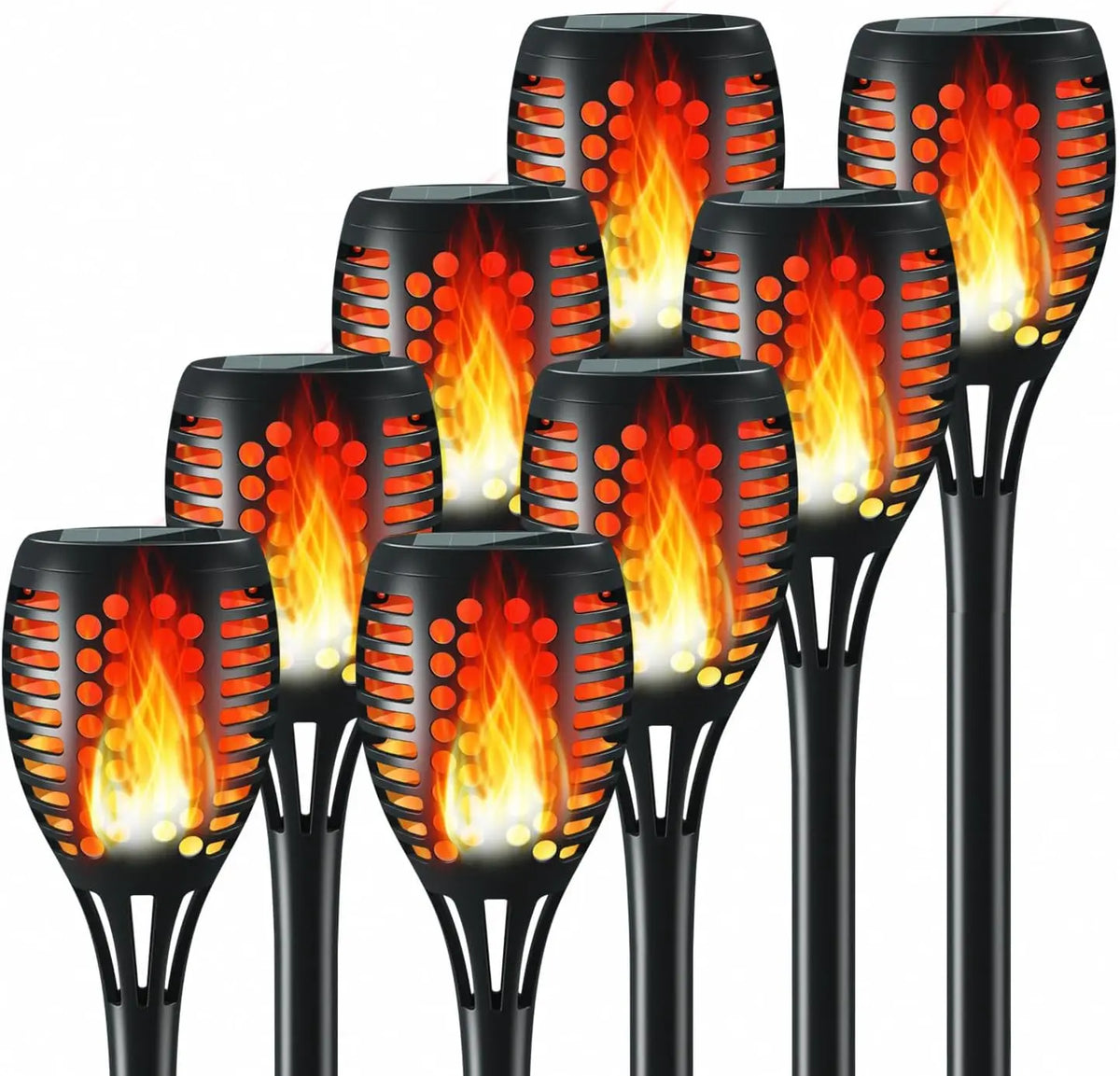 lumière solaire décorative moderne flamme artificielle motifs floraux noir orange jauneextérieur patio allée