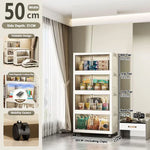armoire rangement modulable pliable beige roulettes portes translucides jouets maison