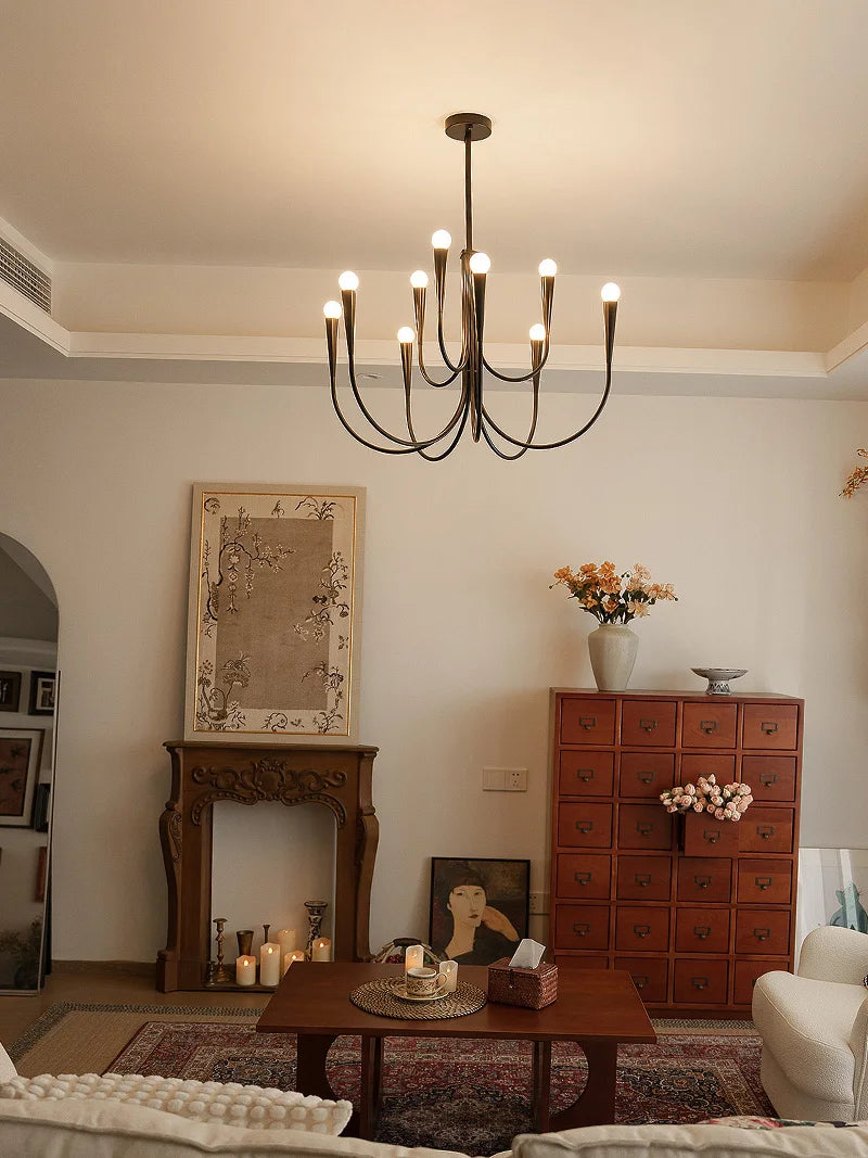 lustre moderne noir fer salon salle manger chambre coucher lampe suspension intérieur