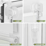 store enroulement double blanc rayures horizontales moderne clips light filtering no drill required
