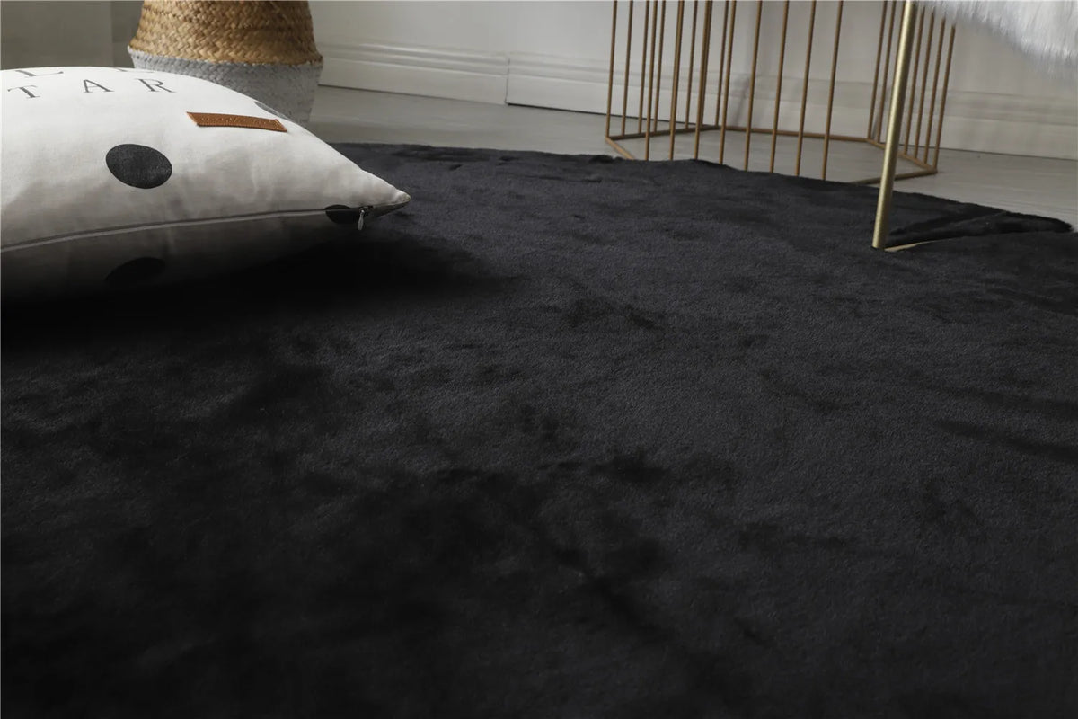 tapis noir velours moelleux moderne salon chambre unicolore polypropylène lavableextérieurintérieur