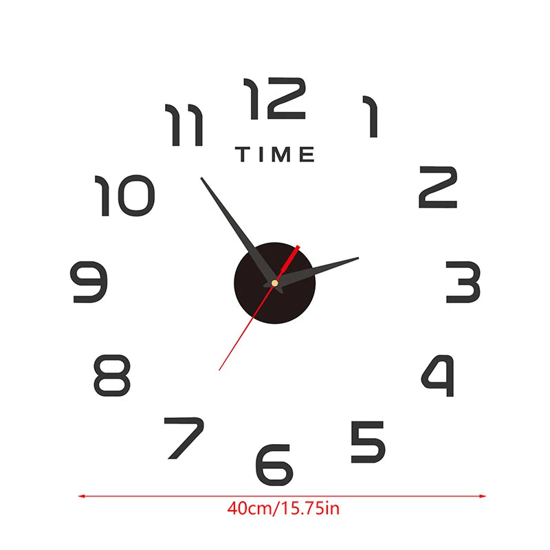 horloge murale stickers chiffres relief effet miroir moderne couleur vert doré rouge argenté noir
