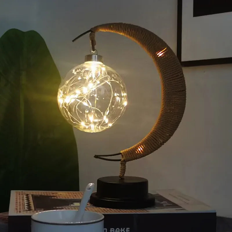 lampe décorative lune LED transparente bohème chaleur chambre coucher festive