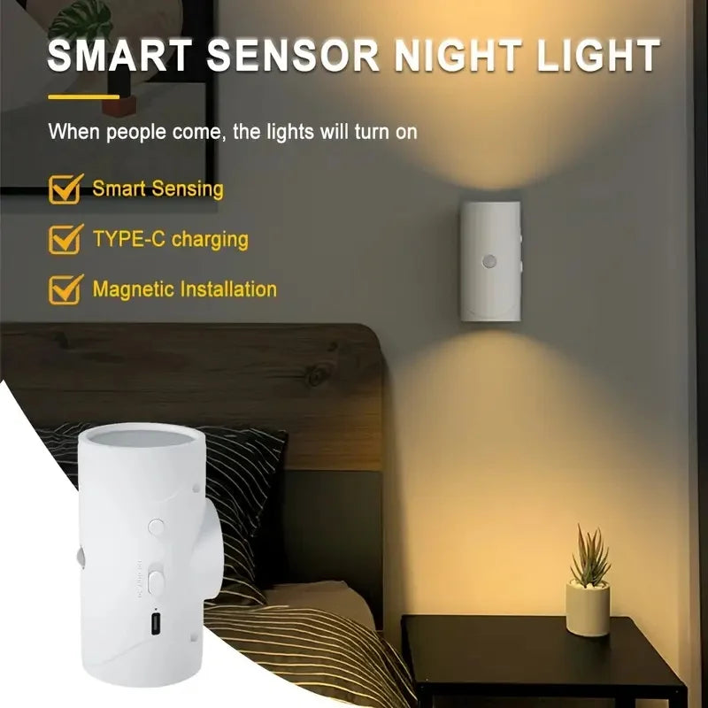 lampe murale rechargeable capteur mouvement modes éclairage led adhésif indicateur charge type