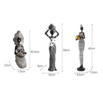 statues décoratives résine noir doré moderne ethnique motifs géométriques base plate