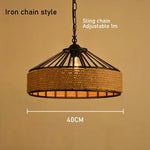 lampe suspendue industrielle corde naturelle marron clair métal structure ajustable salon chambre