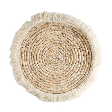 Set de table osier naturel rond lot de 4 beige