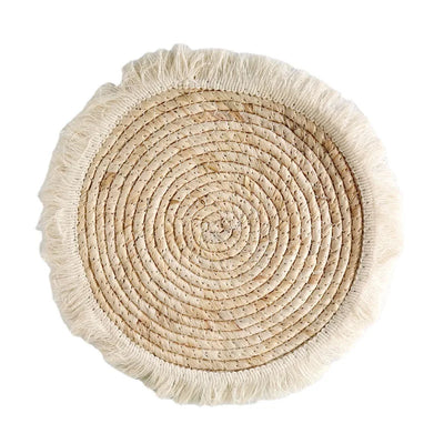 Set de table osier naturel rond lot de 4 beige