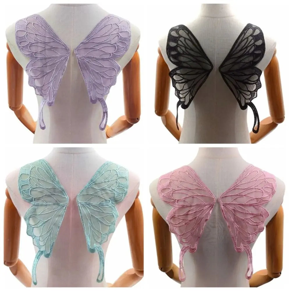 Ailes papillon violet noir bleu rose vert marron adhésif fantaisie déguisement polyester