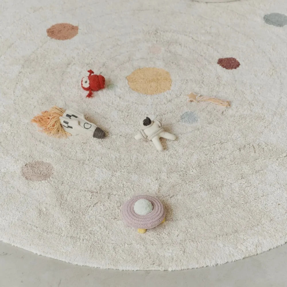 tapis rond moderne peluche points colorés astronaute vaisseau spatial bébé enfants salon chambre prièreextérieur