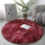 tapis rond moderne gris clair gris foncé doux uni fourré salon chambre bébé