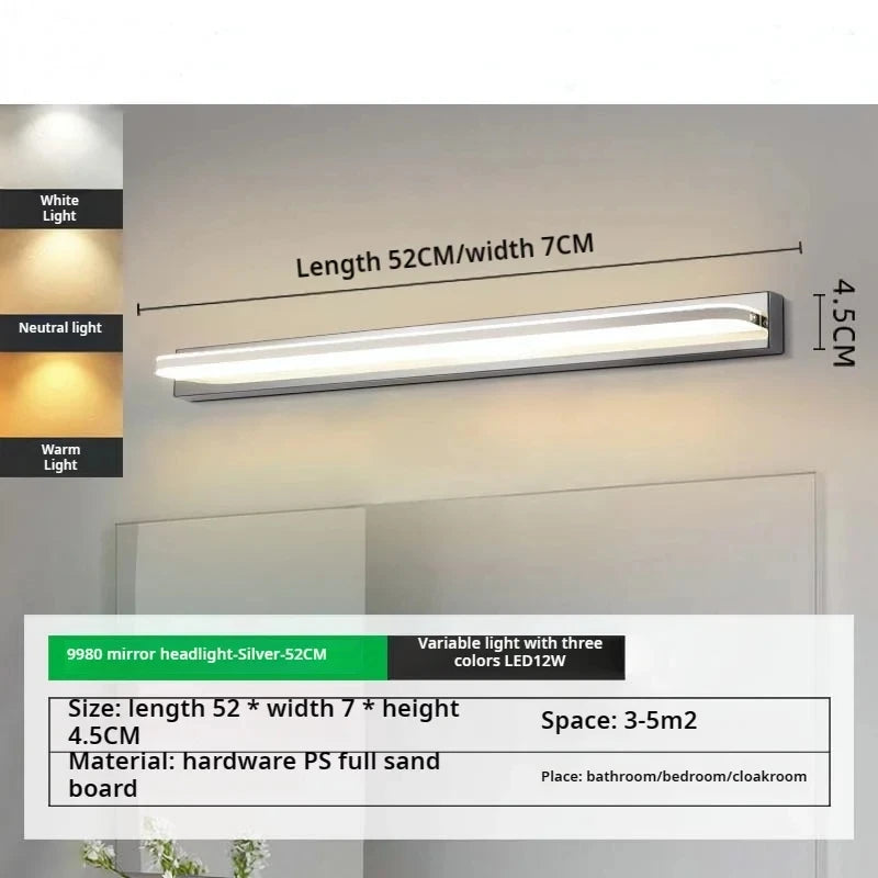 éclairage mural moderne minimaliste led noir argenté fixé mur sans perçage chambre cuisine étude