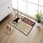 tapis d'entrée antidérapant moderne motif chien rayures horizontales texte imprimé résistant bactéries