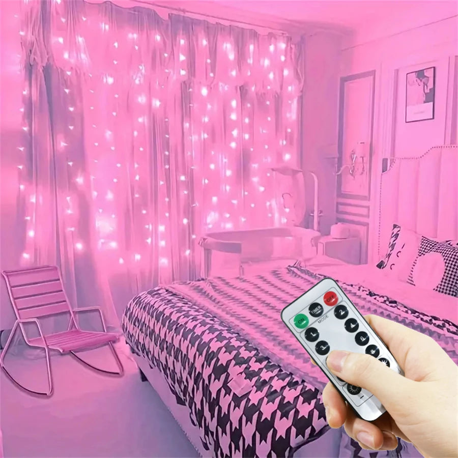 rideau lumineux led blanc décoration fête mariage noël intérieur extérieur télécommande câble usb