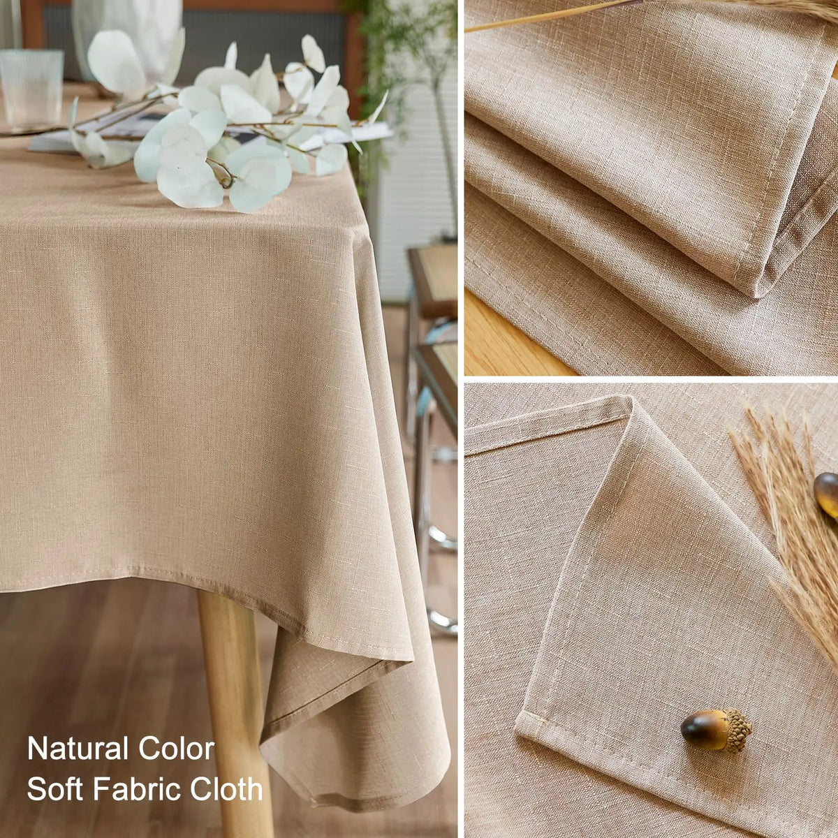 nappe table imperméable beige texture lin classique réutilisable extérieur mariage festive