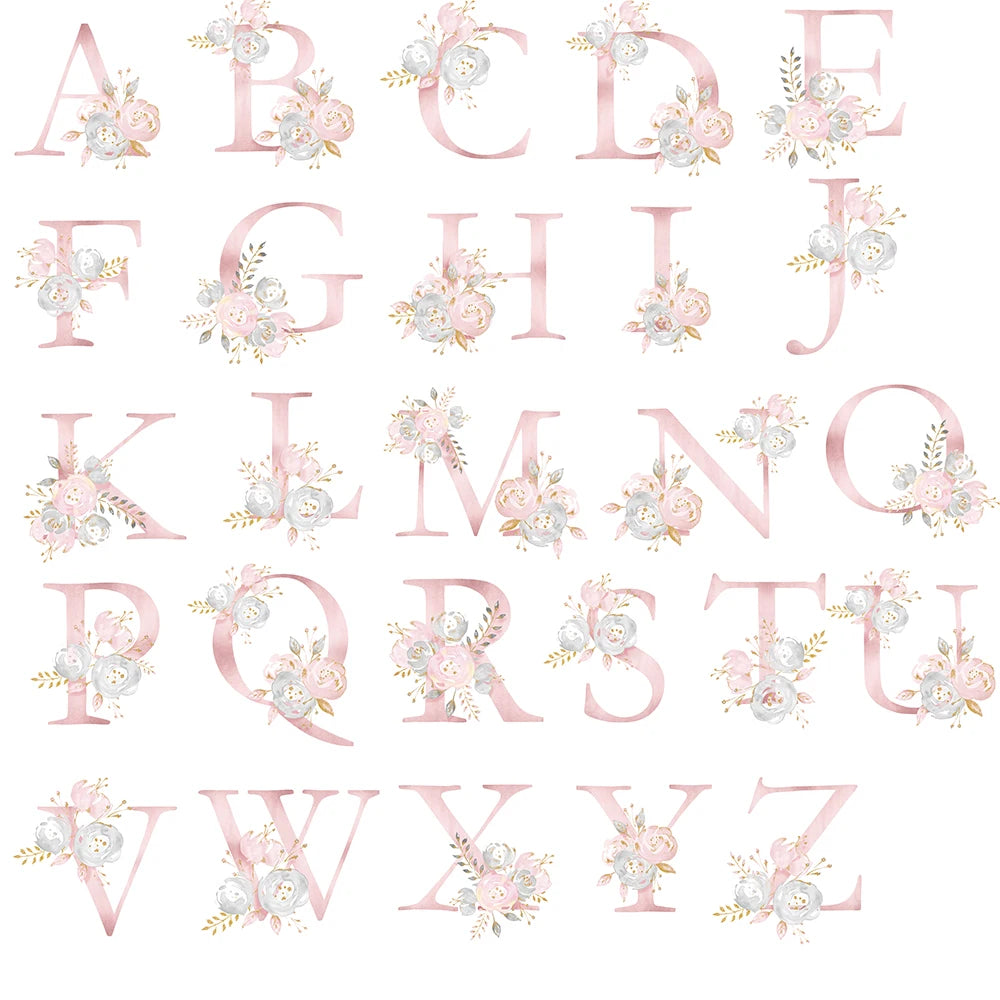 ensemble literie bébé floral personnalisable rose alphabet fleuri couette drap housse coussin decoration nom