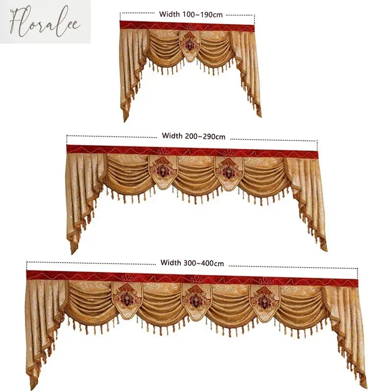 rideau floral classique beige rouge jabot swag opacité large choix dimensions