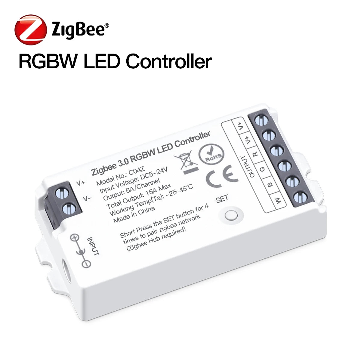 contrôleur led zigbee 3.0 wifi rgb rgbcct bande lumière ajustement luminosité télécommande application mobile