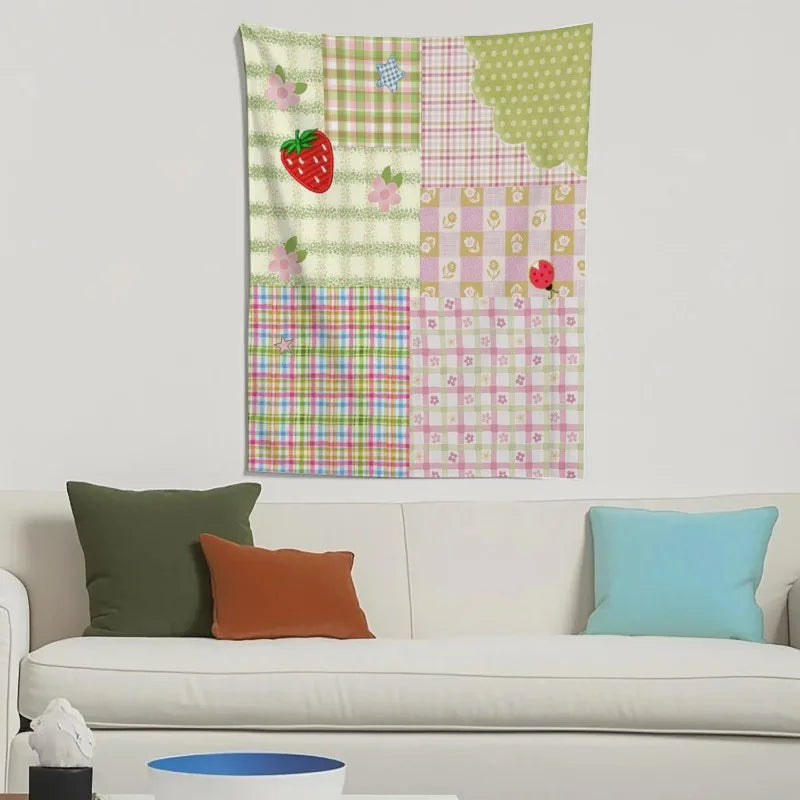 tapisserie vintage patchwork carreaux pois floral rose vert blanc bleu clair tissage imprimé machine
