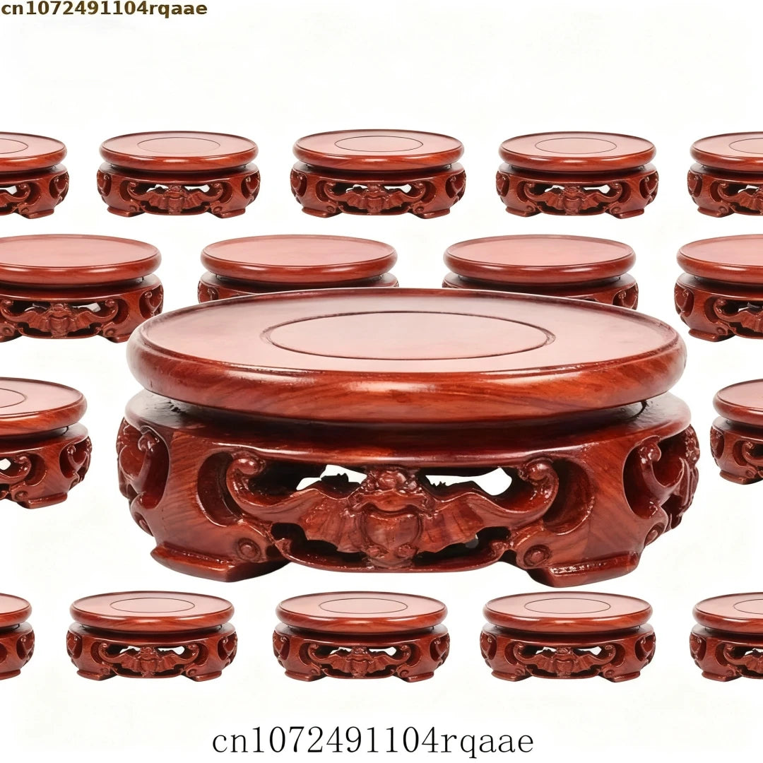 support présentation bois massif sculpté socle rond décoratif vase statue