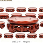 support présentation bois massif sculpté socle rond décoratif vase statue