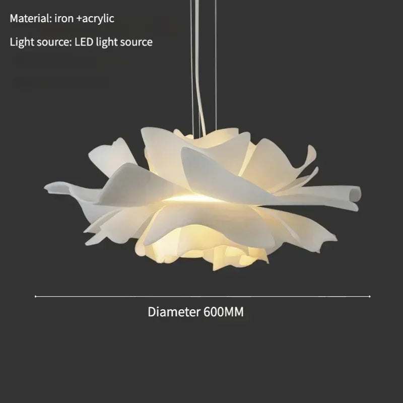 Suspension lumineuse moderne fer blanc feuilles ouvertes 4500k 3000k 6000k