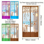 rideau magnétique violet vert bleu marron feuilles oiseaux moderne translucide porte 100cm 210cm