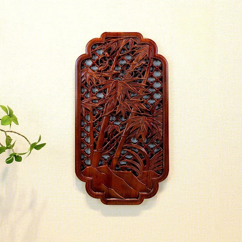 décoration murale traditionnelle gravure florale panneau bois ornements végétaux chinois classique intérieur