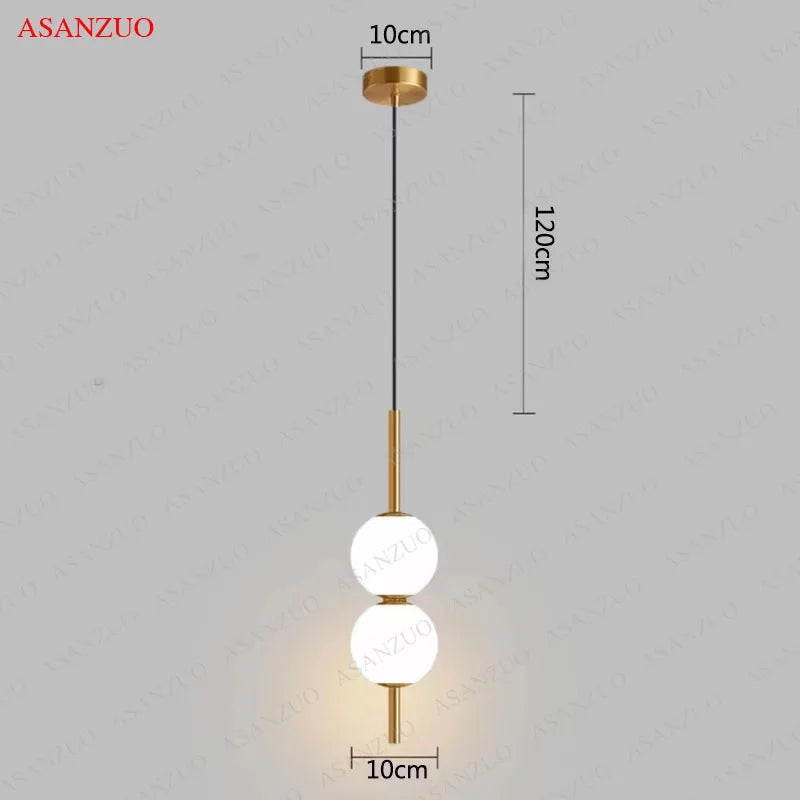 suspension lumineuse moderne sphères translucides blanc doré chambre salon minimaliste