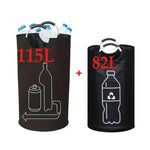 sac rangement pliable bouteilles recyclage 82l 115l moderne pratique poignées métalliques opaques illustration recyclable