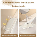 étagères salle bain blanc modernes adhésives rangement produits toilette serviettes brosse dents aluminium acrylic