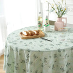 nappe table coton verte motifs floraux semi transparente classique rustique pâques noël