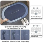 tapis bain antidérapant absorbant rapide bleu gris motif pieds moderne
