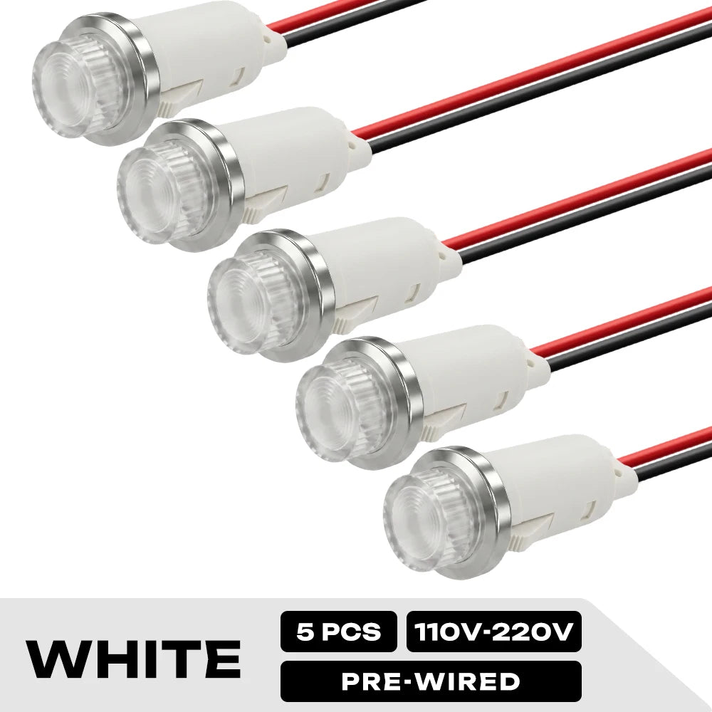 ampoules indicatrices led rouge vert jaune bleu blanc 12v 24v câbles pré serrés